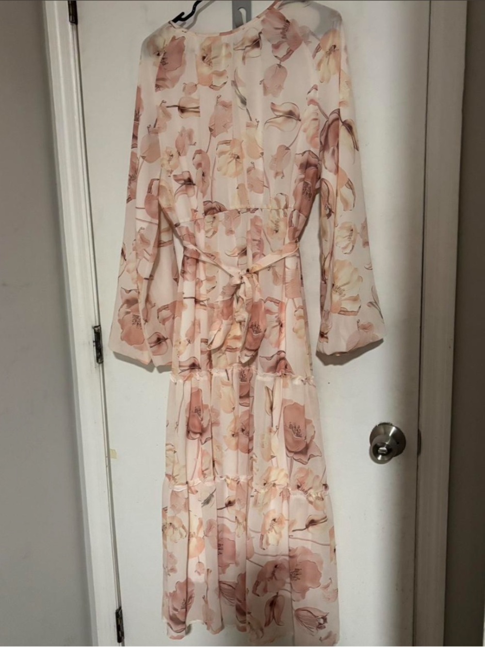 Floral Chiffon Maxi Dress in Blush and Cream